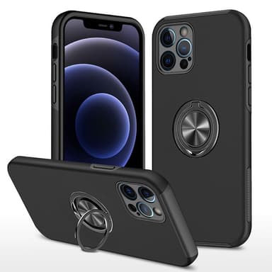 iPhone 14 Pro Max Hybrid skal med Finger Ring - Svart