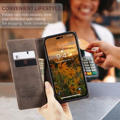 CASEME Plånboksfodral iPhone 14 Pro Max - MörkBrun