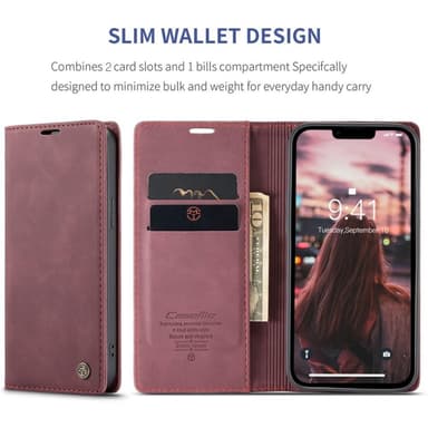 CASEME Plånboksfodral iPhone 14 - Röd