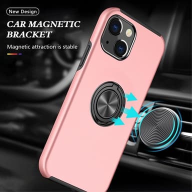 iPhone 14 Plus Hybrid skal med Finger Ring - Rosa