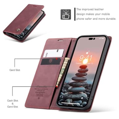CASEME Plånboksfodral iPhone 14 Pro Max - Röd
