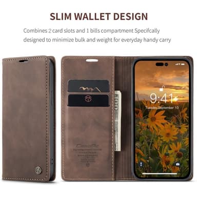 CASEME Plånboksfodral iPhone 14 Pro Max - MörkBrun