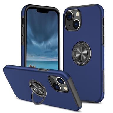iPhone 14 Hybrid skal med Finger Ring - Blå