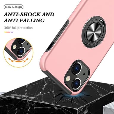 iPhone 14 Plus Hybrid skal med Finger Ring - Rosa