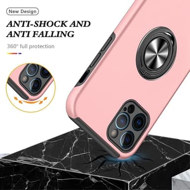 iPhone 14 Pro Hybrid skal med Finger Ring - Rosa