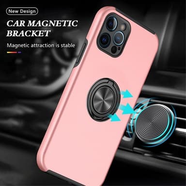 iPhone 14 Pro Hybrid skal med Finger Ring - Rosa