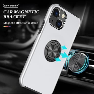 iPhone 14 Hybrid skal med Finger Ring - Silver
