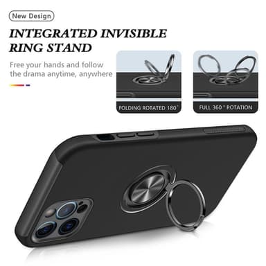 iPhone 14 Pro Max Hybrid skal med Finger Ring - Svart