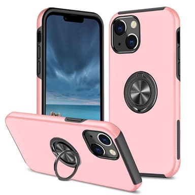 iPhone 14 Plus Hybrid skal med Finger Ring - Rosa