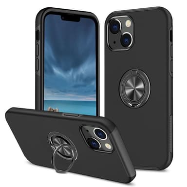 iPhone 14 Hybrid skal med Finger Ring - Svart