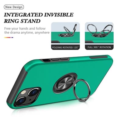 iPhone 14 Plus Hybrid skal med Finger Ring - Grön
