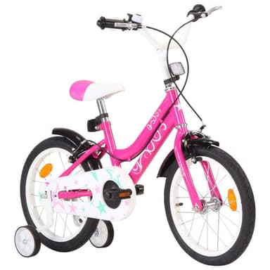 vidaXL Barncykel 16 tum svart och rosa
