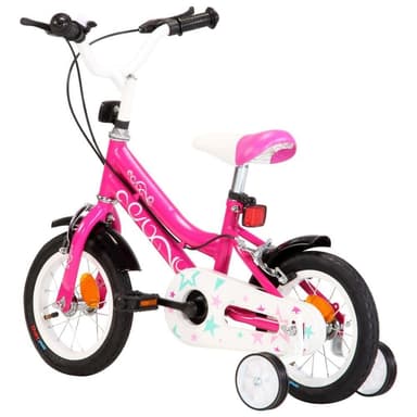 vidaXL Barncykel 12 tum svart och rosa
