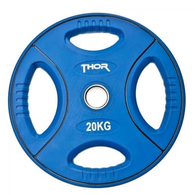 Thor Fitness Färgade PU Viktskivor Med Handtag, Viktskiva Gummerad 20 kg
