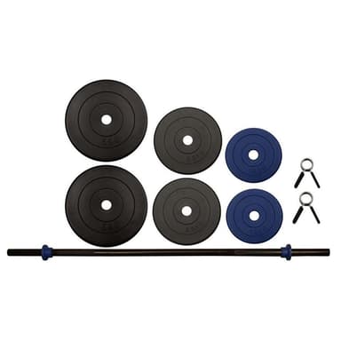 vidaXL Skivstångsset 20 kg svart/grå/koboltblå