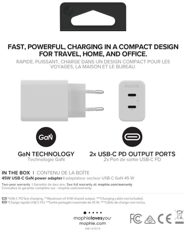 Mophie Speedport 45W GaN väggladdare