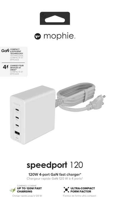Mophie Speedport 120W GaN väggladdare