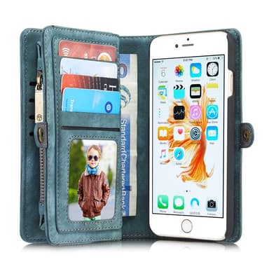 CASEME iPhone 6s 6 Plus Retro Split läder plånboksfodral Blå