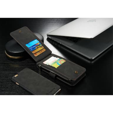 CASEME iPhone 6 / 6s Plus Retro läder plånboksfodral - Svart