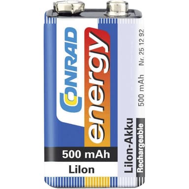 Conrad energy 6LR61 Laddbart batteri 9 V Li-Ion 500 mAh