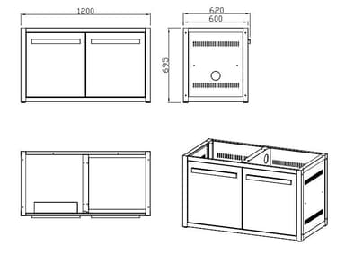 Nordic Line Stainless - Utekök Basmodul med dörr 120 cm (2 moduler)