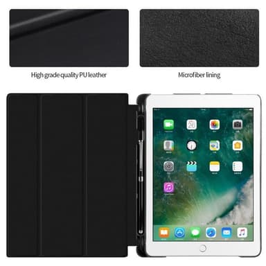 Fordral med förvaring, USB kabel Apple iPad 9.7"" 2017, 2018, Svart