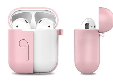 Silikon-kit till Airpods, Silikonfodral, Strap, Silikonsnäckor, Karbinhake, Rosa