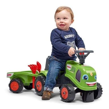 Falk Traktor med trailer, kratta och skyffelBaby Claas