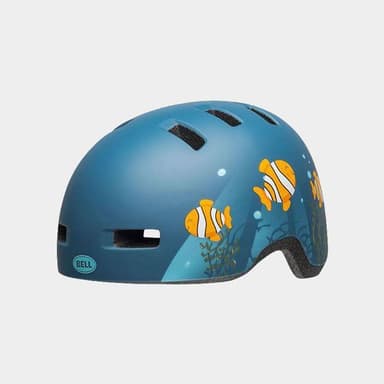 Bell Lil Ripper Matte Grey/Blue Fish, Cykelhjälm Blå Toddler
