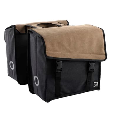 vidaXL Dubbel cykelväska 101 canvas 30L brun och svart