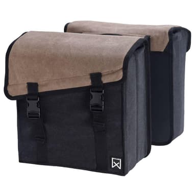 vidaXL Dubbel cykelväska 101 canvas 30L brun och svart