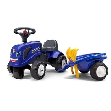 Falk Traktor med trailer, kratta och skyffelBaby New Holland
