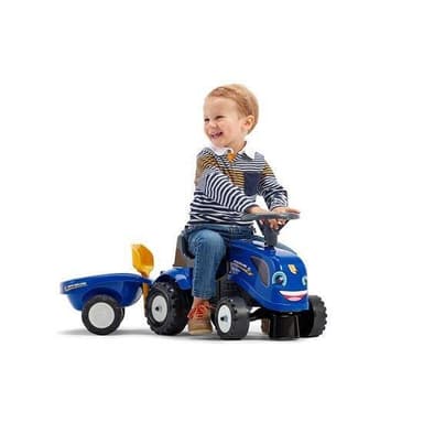 Falk Traktor med trailer, kratta och skyffelBaby New Holland