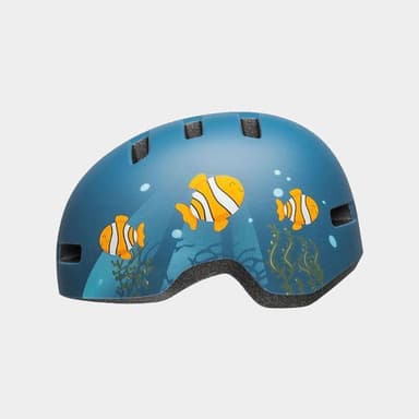 Bell Lil Ripper Matte Grey/Blue Fish, Cykelhjälm Blå Toddler