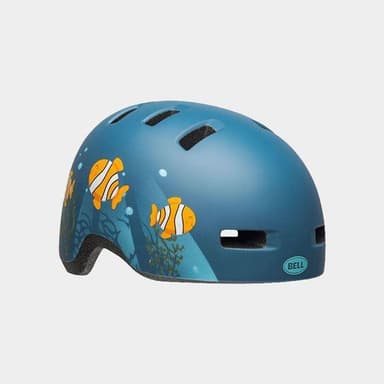 Bell Lil Ripper Matte Grey/Blue Fish, Cykelhjälm Blå Toddler