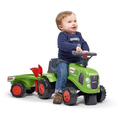 Falk Traktor med trailer, kratta och skyffelBaby Claas