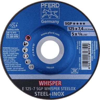 PFERD 62212848 E 125-7 SGP WHISPER STEELOX Skrubbskiva