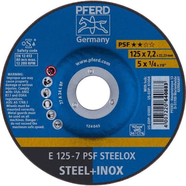 Skrubbskiva bockad 125 mm 22.23 mm PFERD Psf Steelox