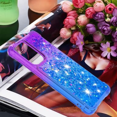 SKALO Samsung A33 5G Kvicksand Glitter Hjärtan TPU-skal - Lila-Blå
