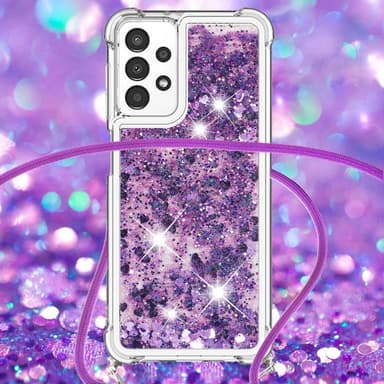 SKALO Samsung A13 4G Kvicksand Glitter Mobilhalsband - Lila
