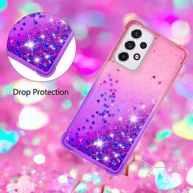 SKALO Samsung A33 5G Kvicksand Glitter Hjärtan TPU-skal - Rosa-Lila