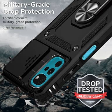 SKALO Motorola Moto G22 Armor Hybrid Metallring Kameraslider - Svart