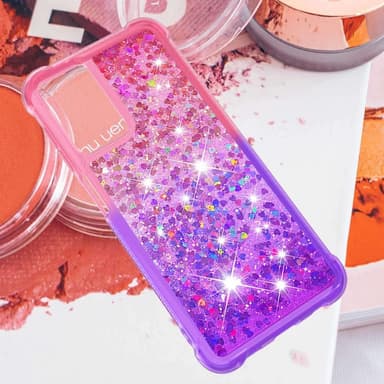SKALO Samsung A13 4G Kvicksand Glitter Hjärtan TPU-skal - Rosa-Lila