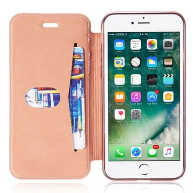 SKALO iPhone 7/8 Plånboksfodral TPU Ultraslim Glitter - Silver