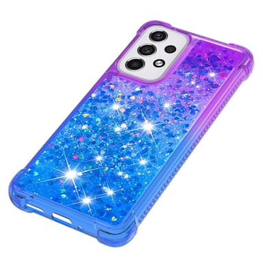 SKALO Samsung A33 5G Kvicksand Glitter Hjärtan TPU-skal - Lila-Blå