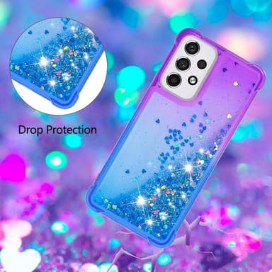 SKALO Samsung A33 5G Kvicksand Glitter Hjärtan TPU-skal - Lila-Blå