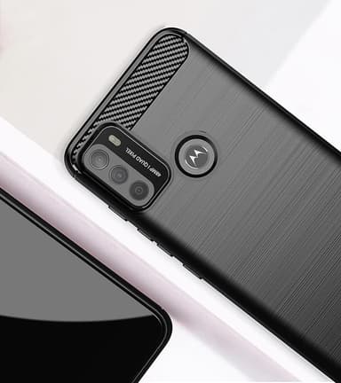 SKALO Moto G50 Armor Carbon Stöttåligt TPU-skal - Röd