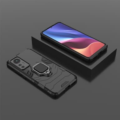 SKALO Xiaomi 12 Armor Hybrid Metallring skal - Svart