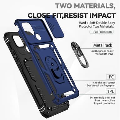 SKALO Xiaomi Redmi 10C Armor Hybrid Metallring Kameraslider - Blå