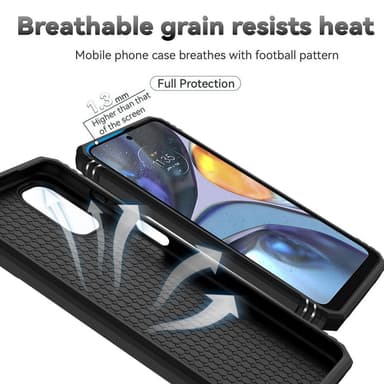 SKALO Motorola Moto G22 Armor Hybrid Metallring Kameraslider - Svart